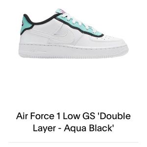 Nike Air Force 1 low double layer aqua/black sz 6